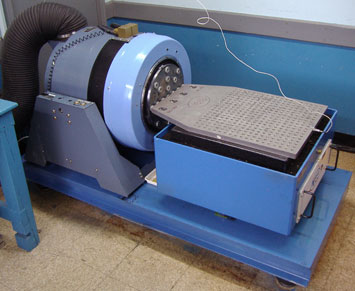 One of three vibration / shock tables